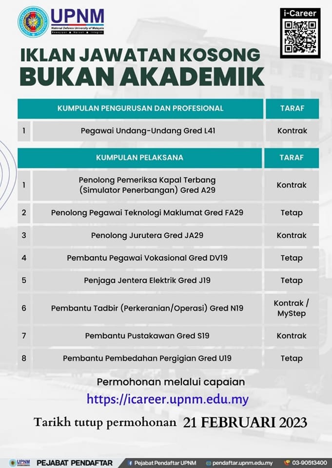 Jawatan Kosong Terkini Universiti Pertahanan Nasional Malaysia (UPNM ...